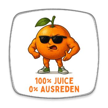 Sonnenorange mit Stil – 100% Juice - Viereckiger Kühlschrankmagnet - Weiß - Vorne