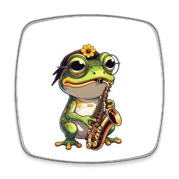 Grenouille jazz au saxophone - Magnet carré - blanc - Devant