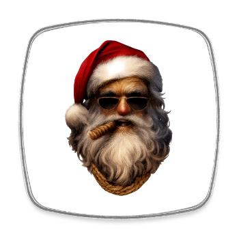Santa Rebel Zigarre und Luxus - Viereckiger Kühlschrankmagnet - Weiß - Vorne
