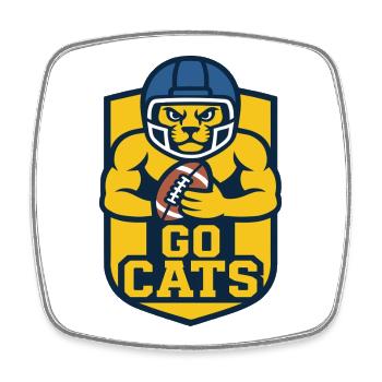 Go Cats Fußballhelm-Maskottchen-Design - Viereckiger Kühlschrankmagnet - Weiß - Vorne