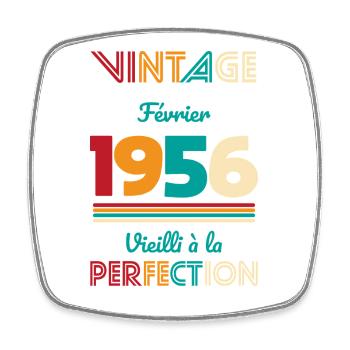 Anniversaire 70 ans - Vintage - Février 1956 - Magnet carré - blanc - Devant
