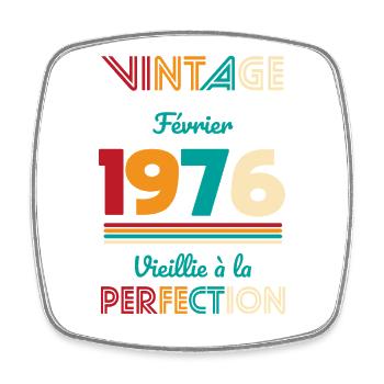 50 Years Anniversary - Vintage - February 1976 - Square fridge magnet - white - Front