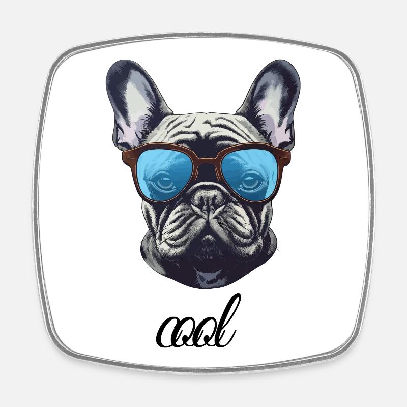 Chien cool - Magnet carré - blanc