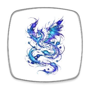 Blauer Sternenfeuerdrache - Viereckiger Kühlschrankmagnet - Weiß - Vorne