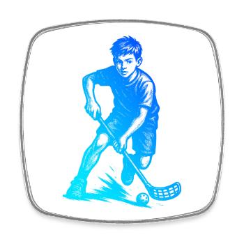 Floorball Fokus pur - Viereckiger Kühlschrankmagnet - Weiß - Vorne