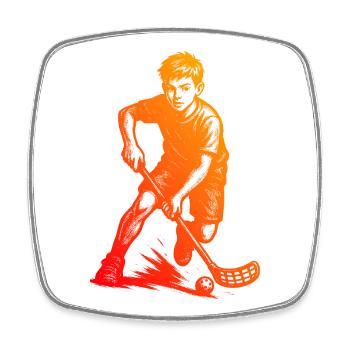 Clear floorball motif for every day - Square fridge magnet - white - Front