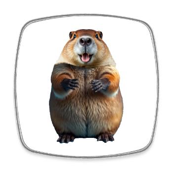 Beaver Smile Friendly 3D-Cartoon - Viereckiger Kühlschrankmagnet - Weiß - Vorne