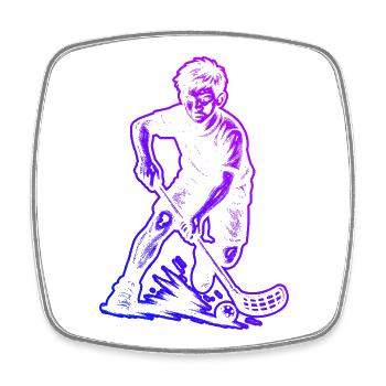 Puristisches Floorball Thema - Viereckiger Kühlschrankmagnet - Weiß - Vorne
