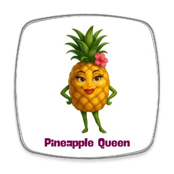 Figurine tropicale de la Reine de l’Ananas - Magnet carré - blanc - Devant