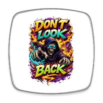 Dont Look Back Skeleton Neon - Square fridge magnet - white - Front