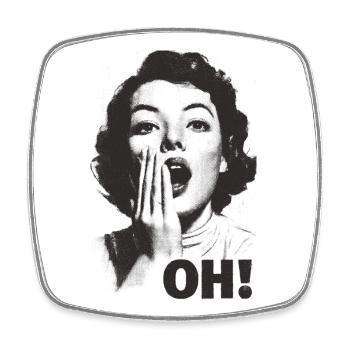 Screaming Face Oh - Square fridge magnet - white - Front