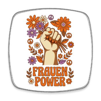 Frauen Power Retro - Viereckiger Kühlschrankmagnet - Weiß - Vorne