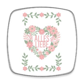 Alles Liebe Blumen Herz - Viereckiger Kühlschrankmagnet - Weiß - Vorne