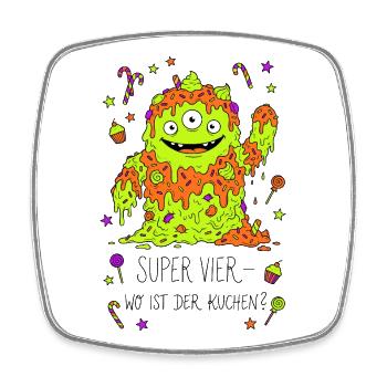 Gâteau des Super Quatre Monstres - Magnet carré - blanc - Devant