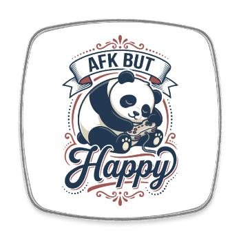 AFK Panda Happy Gaming-Design - Viereckiger Kühlschrankmagnet - Weiß - Vorne