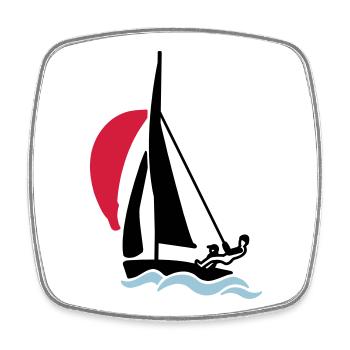 Youth sailing dinghy (420 470 505) sailboat - Square fridge magnet - white - Front