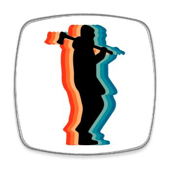 Retro Logging Worker Lumberjack Axe Silhouette Gif - Square fridge magnet - white - Front