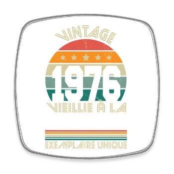 1976 – Vintage – Exemplaire unique - Magnet carré - blanc - Devant