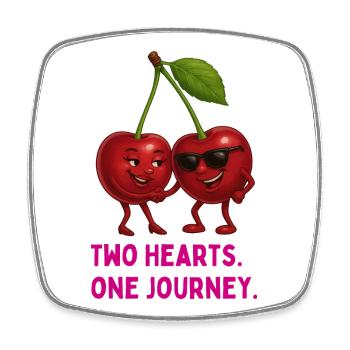Two Hearts One Journey - Square fridge magnet - white - Front