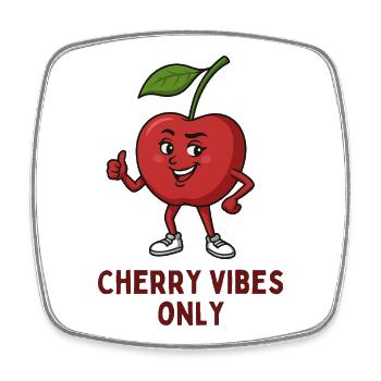 Cherry with style: Cherry Vibes Only - Square fridge magnet - white - Front