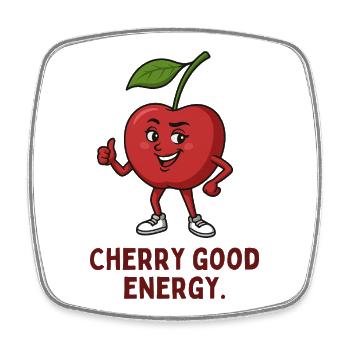 Cherry Good Energy - Square fridge magnet - white - Front