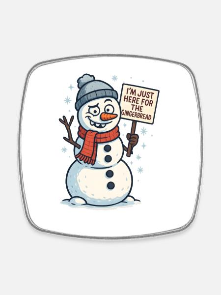 Gingerbread Schneemann Spruch - Viereckiger Kühlschrankmagnet - Weiß