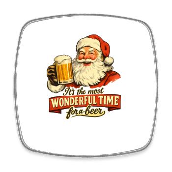 Santa Most Wonderful Time For A Beer - Viereckiger Kühlschrankmagnet - Weiß - Vorne