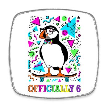 Officiellement 6 macareux patineurs - Magnet carré - blanc - Devant