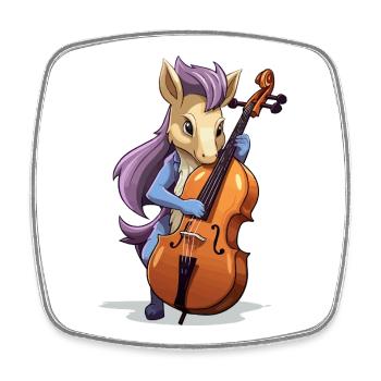 Unicorn Cellospielerin - Viereckiger Kühlschrankmagnet - Weiß - Vorne