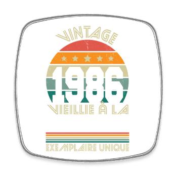 1986 – Vintage – Unique copy - Square fridge magnet - white - Front