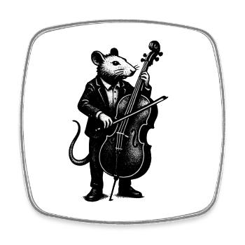 Rat in a suit plays cello - Square fridge magnet - white - Front
