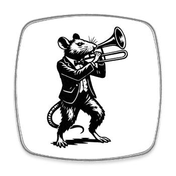JazzRatte Posaune - Viereckiger Kühlschrankmagnet - Weiß - Vorne