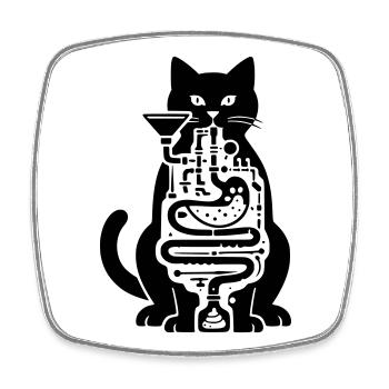 Cat Digestion - Square fridge magnet - white - Front