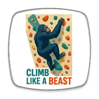 Cadeau du Singe Bête Grimpeur Gorille Bouldering - Magnet carré - blanc - Devant