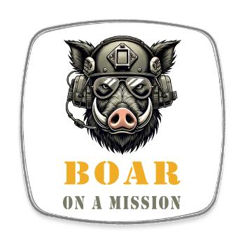 Wild boar on a mission - Square fridge magnet - white - Front