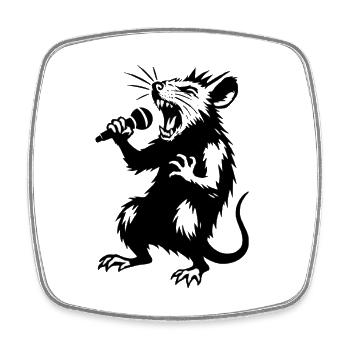 Chanteur loup au micro - Magnet carré - blanc - Devant