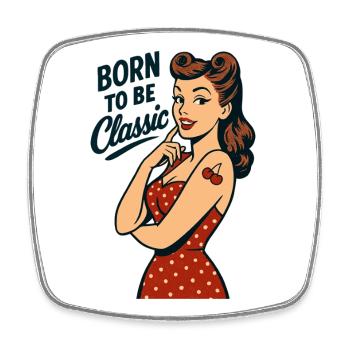 Rockabilly Pin-Up Born Classic Retro Gift - Square fridge magnet - white - Front