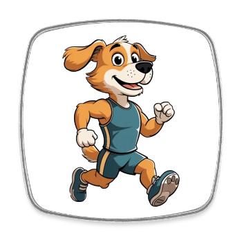 Running friend dog in training - Square fridge magnet - white - Front
