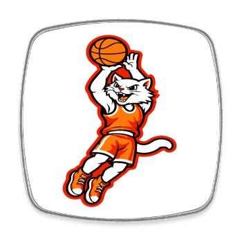 Wildes Katzen-Basketball-Dunk-Maskottchen - Viereckiger Kühlschrankmagnet - Weiß - Vorne