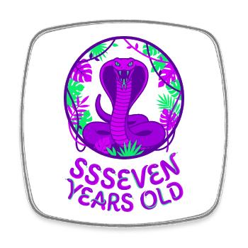 Ssseven Years Old Cobra Snake - Square fridge magnet - white - Front