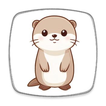 Cute otter – Happy animal drawing - Square fridge magnet - white - Front