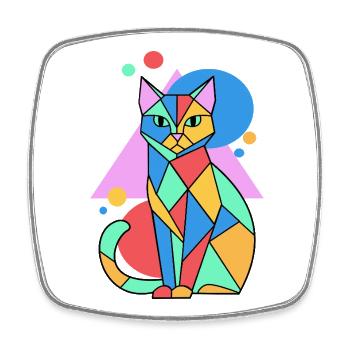 Katze Katzen Geometrie Abstrakte Kunst Geschenk - Viereckiger Kühlschrankmagnet - Weiß - Vorne