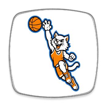 Wildcat Basketball Slam Dunk Maskottchen - Viereckiger Kühlschrankmagnet - Weiß - Vorne