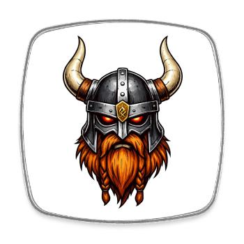 Wikinger Krieger Helm - Viereckiger Kühlschrankmagnet - Weiß - Vorne