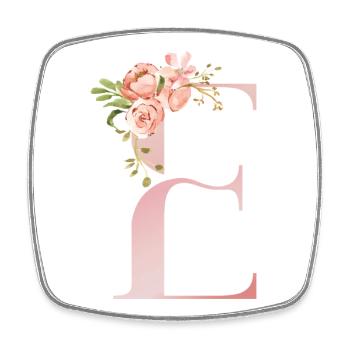 Pastel Floral Monogram E - Square fridge magnet - white - Front
