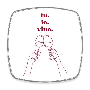 Toi. Je. du vin. - Magnet carré - blanc - Devant