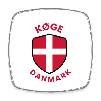 Køge Denmark Flag shield - Square fridge magnet - white - Front