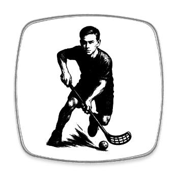 Short and clear floorball - Square fridge magnet - white - Front