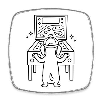 Dackel Flipper Pinball Kinder Personalisierbar  - Viereckiger Kühlschrankmagnet - Weiß - Vorne