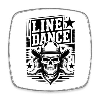 Line Dance – Western Skull Cowboy Tanz - Viereckiger Kühlschrankmagnet - Weiß - Vorne